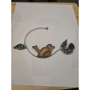 Stained Glass Bird And Flower Suncatcher